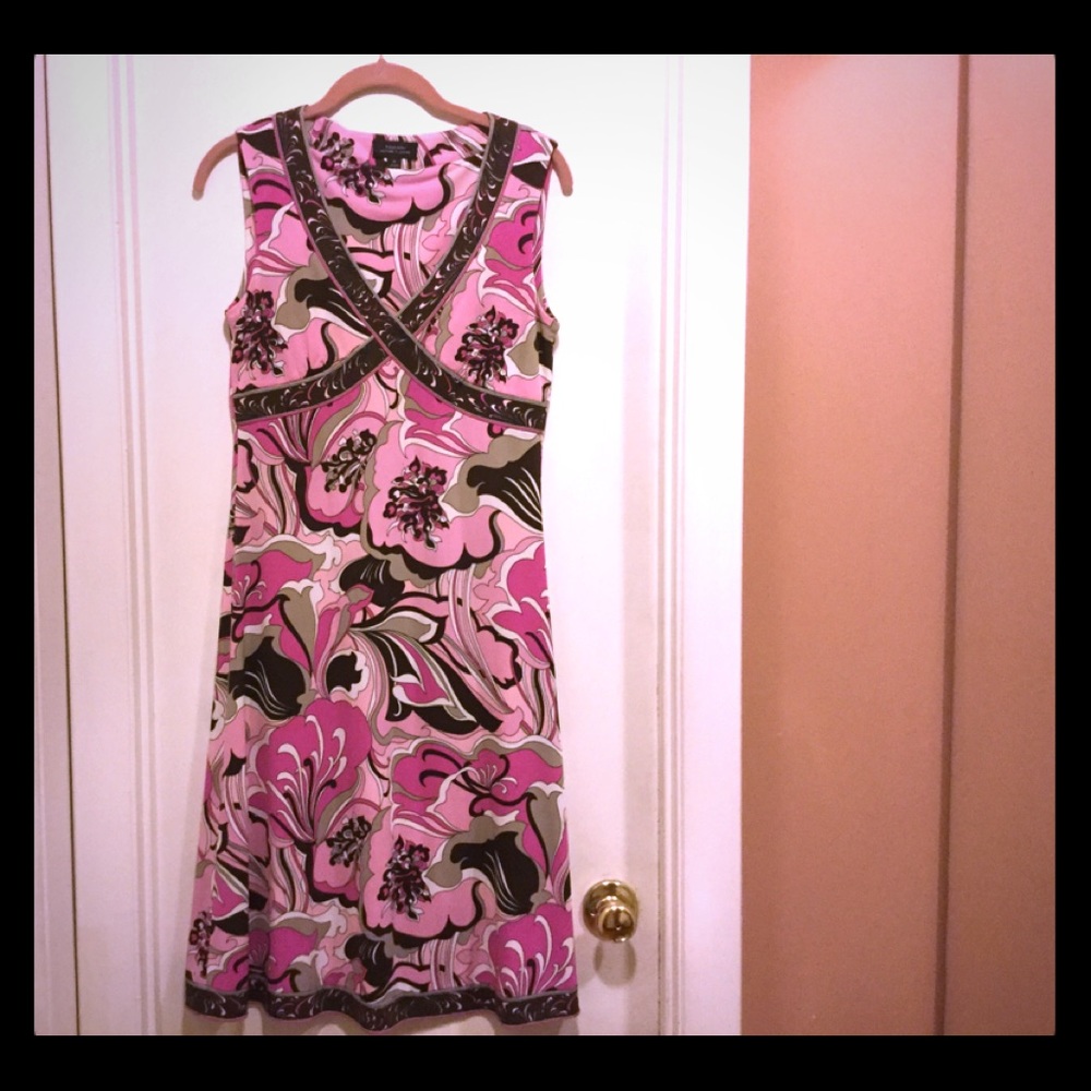 Tahari Dress Multi Print Sz 4-6